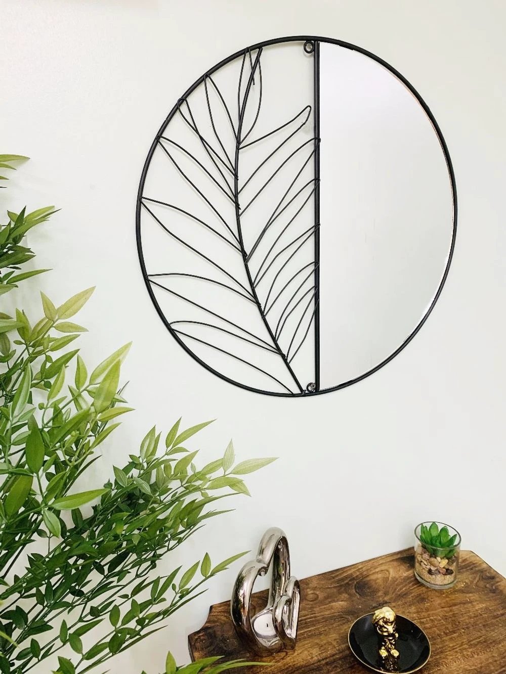 gekofaire Synergy Metal Wall Leaf Mirror 50cm - Mirror