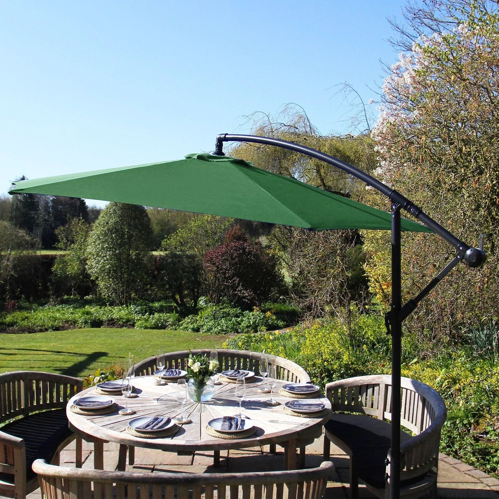 Monster Shop Premium Cantilever Parasol With Crank And Fan Base For Outdoor Gardens And Patios - Uncategorized Parasol