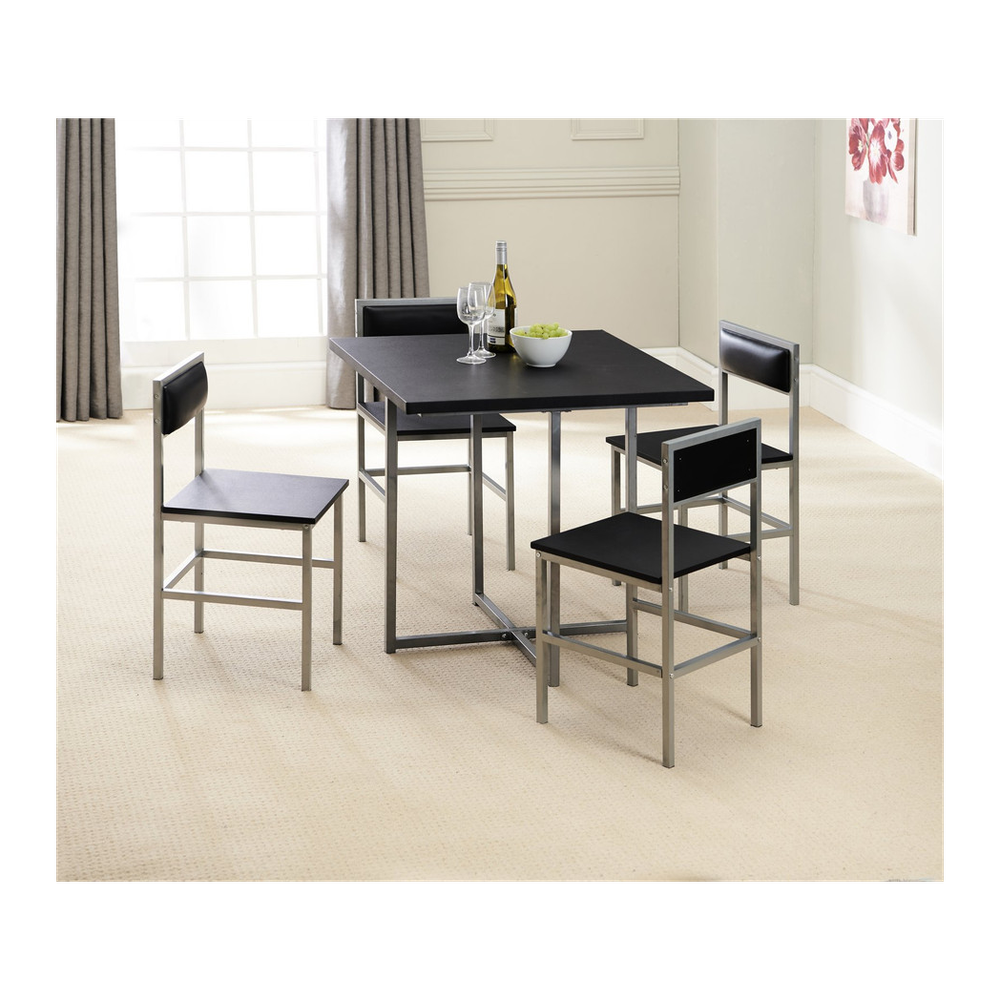 4 Chair Dining Set Black/Silver by Greenhurst