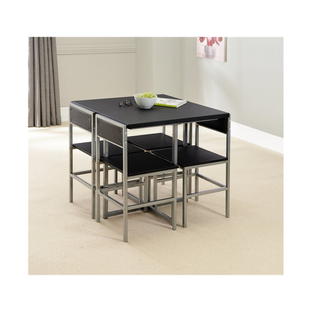 4 Chair Dining Set Black/Silver by Greenhurst