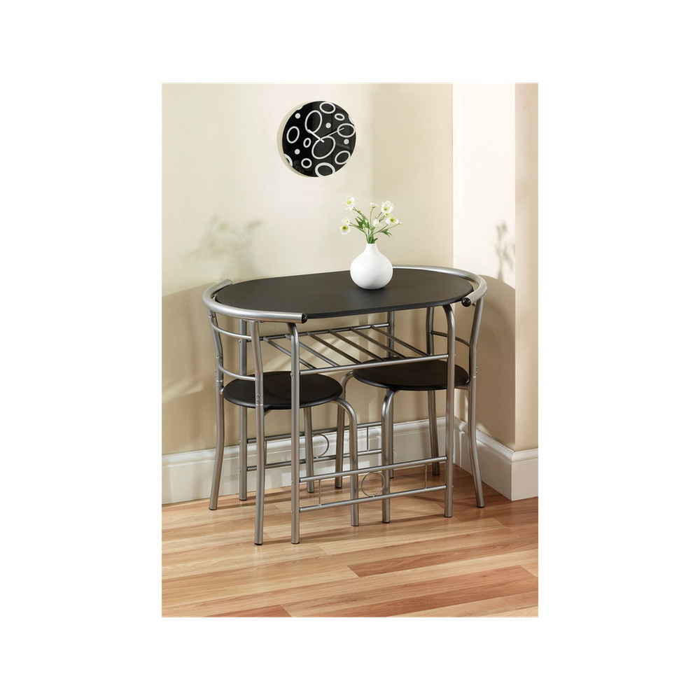 Greenhurst Compact Dining Set - Black/Silver - Uncategorized Dining Set