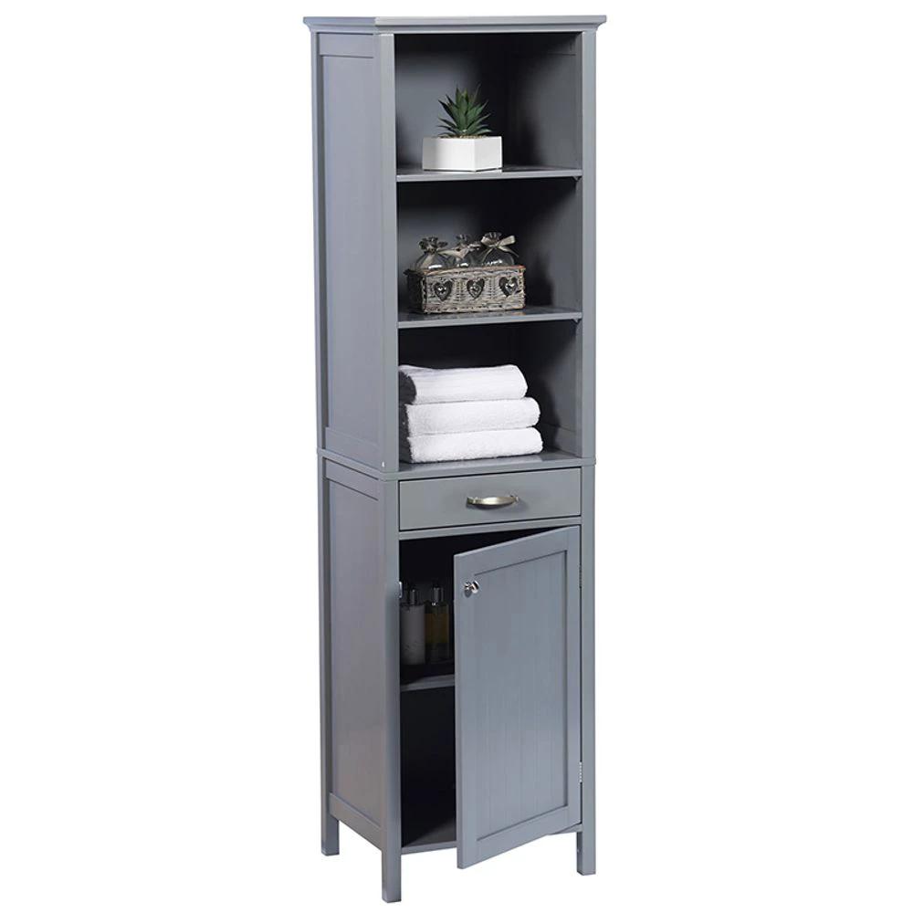 Greenhurst Tall Storage Cabinet - Grey MDF & Timber - Uncategorized Display Cabinet