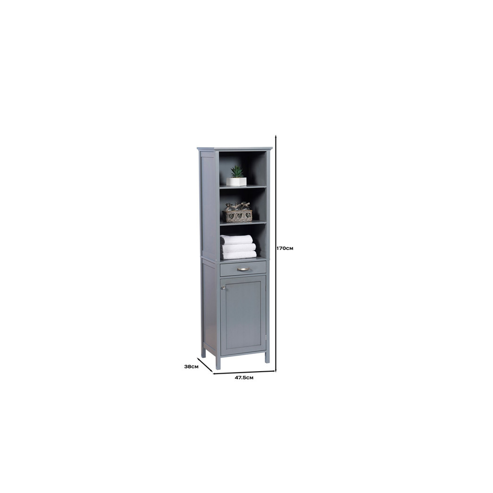 Greenhurst Tall Storage Cabinet - Grey MDF & Timber - Uncategorized Display Cabinet
