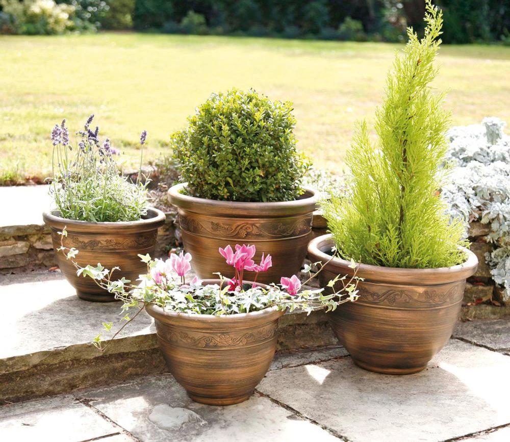 Greenhurst Pack 4 Garden Wenlock Planters - Bronze - Uncategorized Garden Storage