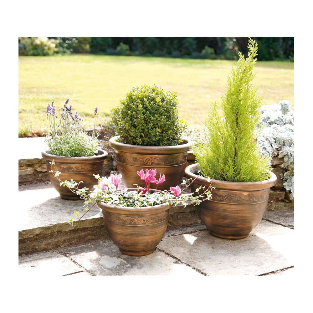 Greenhurst Pack 4 Garden Wenlock Planters - Bronze - Uncategorized Garden Storage