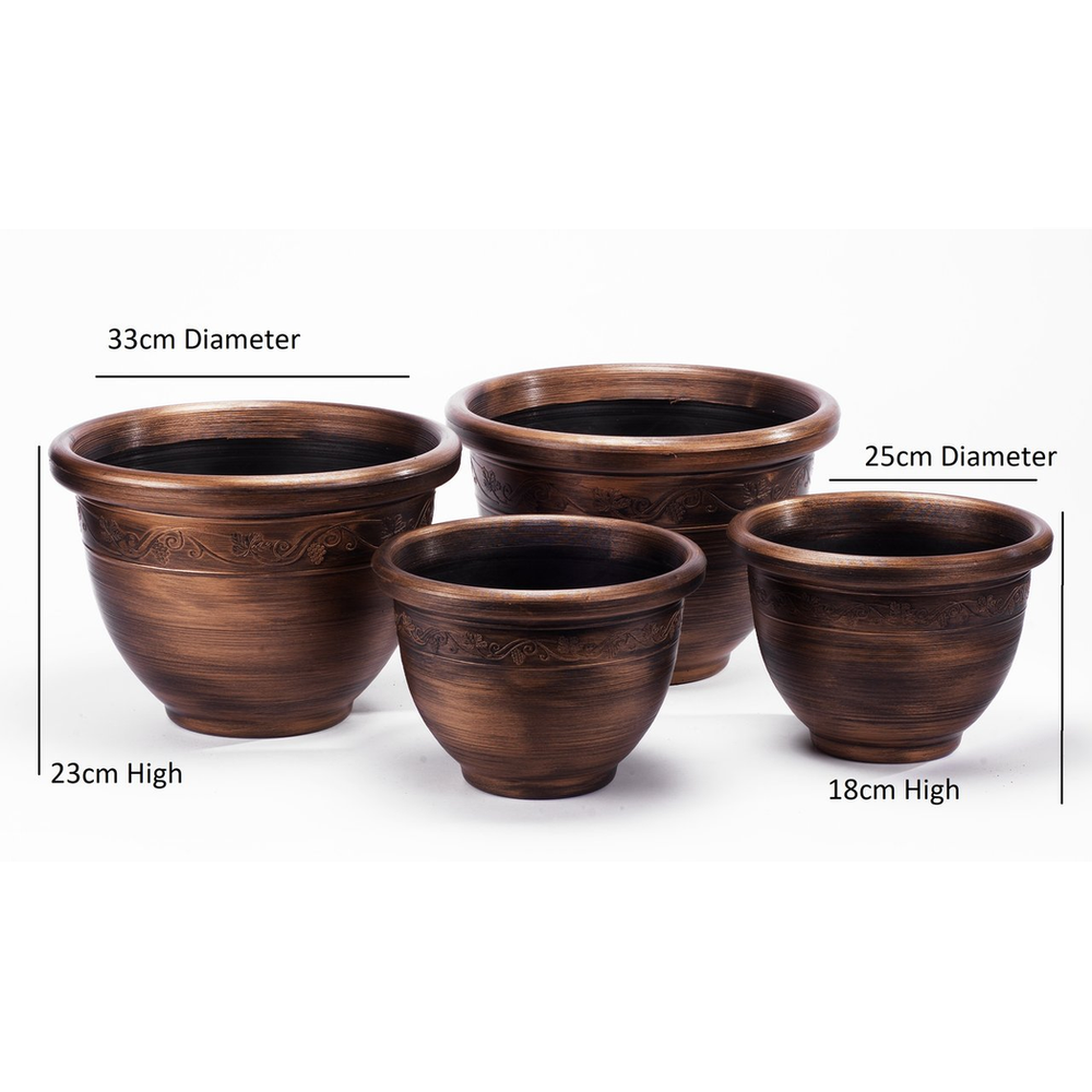 Greenhurst Pack 4 Garden Wenlock Planters - Bronze - Uncategorized Garden Storage