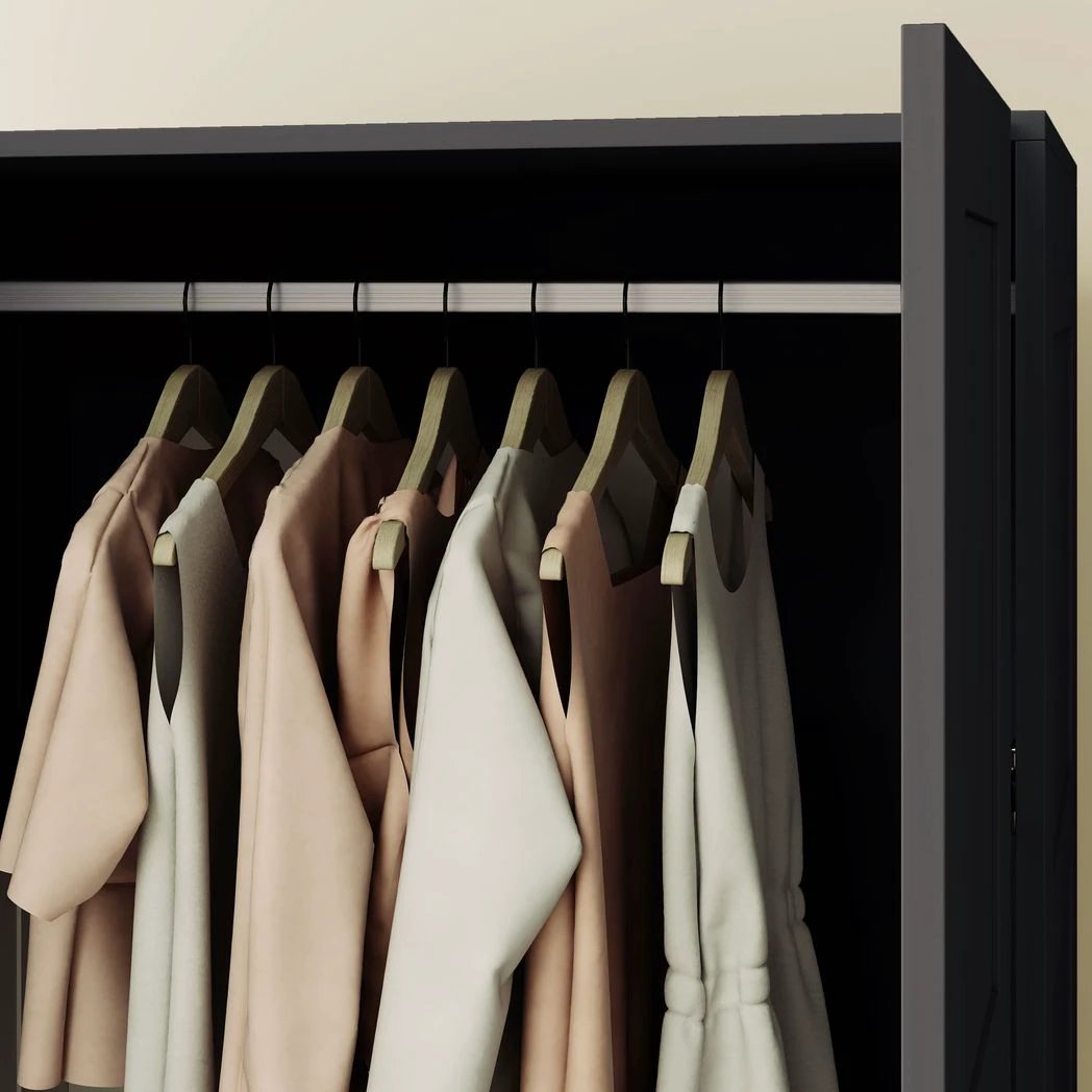 HOMCOM Wardrobe for Bedroom, Double Wardrobe with Hanging Rail by HOMCOM