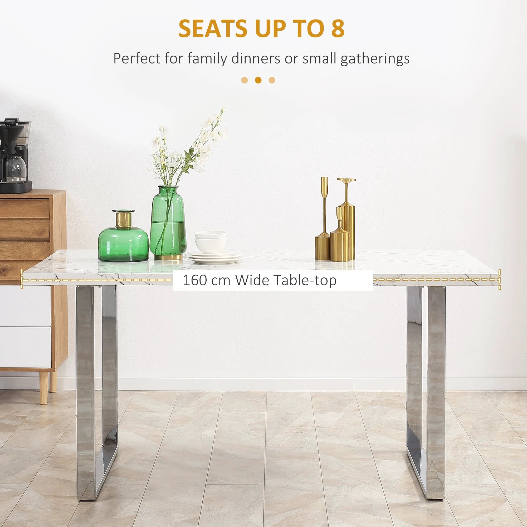 HOMCOM 160 cm Rectangular Dining Table Kitchen Table for 6-8 People - Dining Table