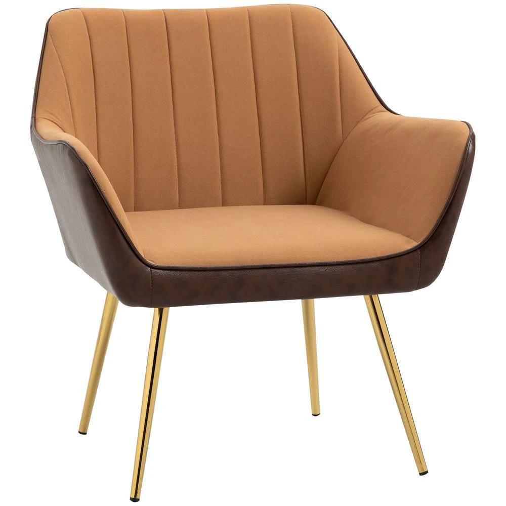 Accent Chairs Velvet Armchairs for Living Room and Bedroom Light Brown by HOMCOM