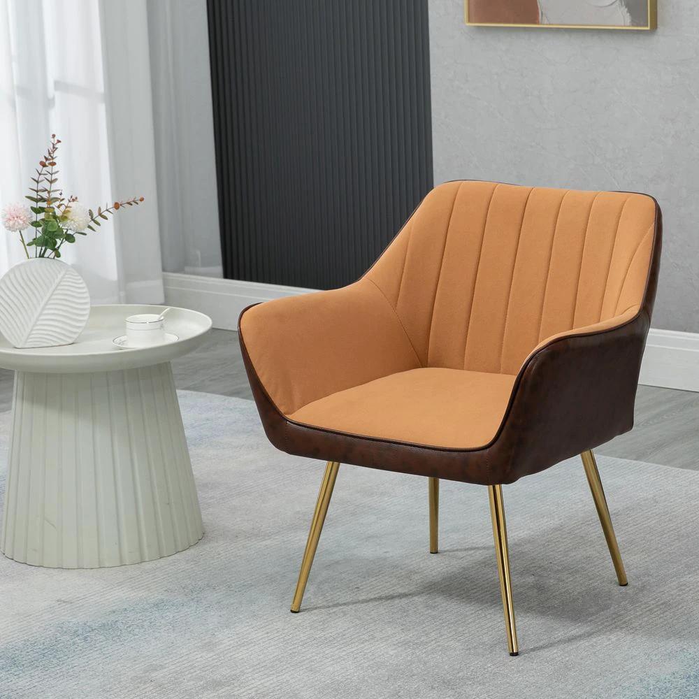 Accent Chairs Velvet Armchairs for Living Room and Bedroom Light Brown by HOMCOM