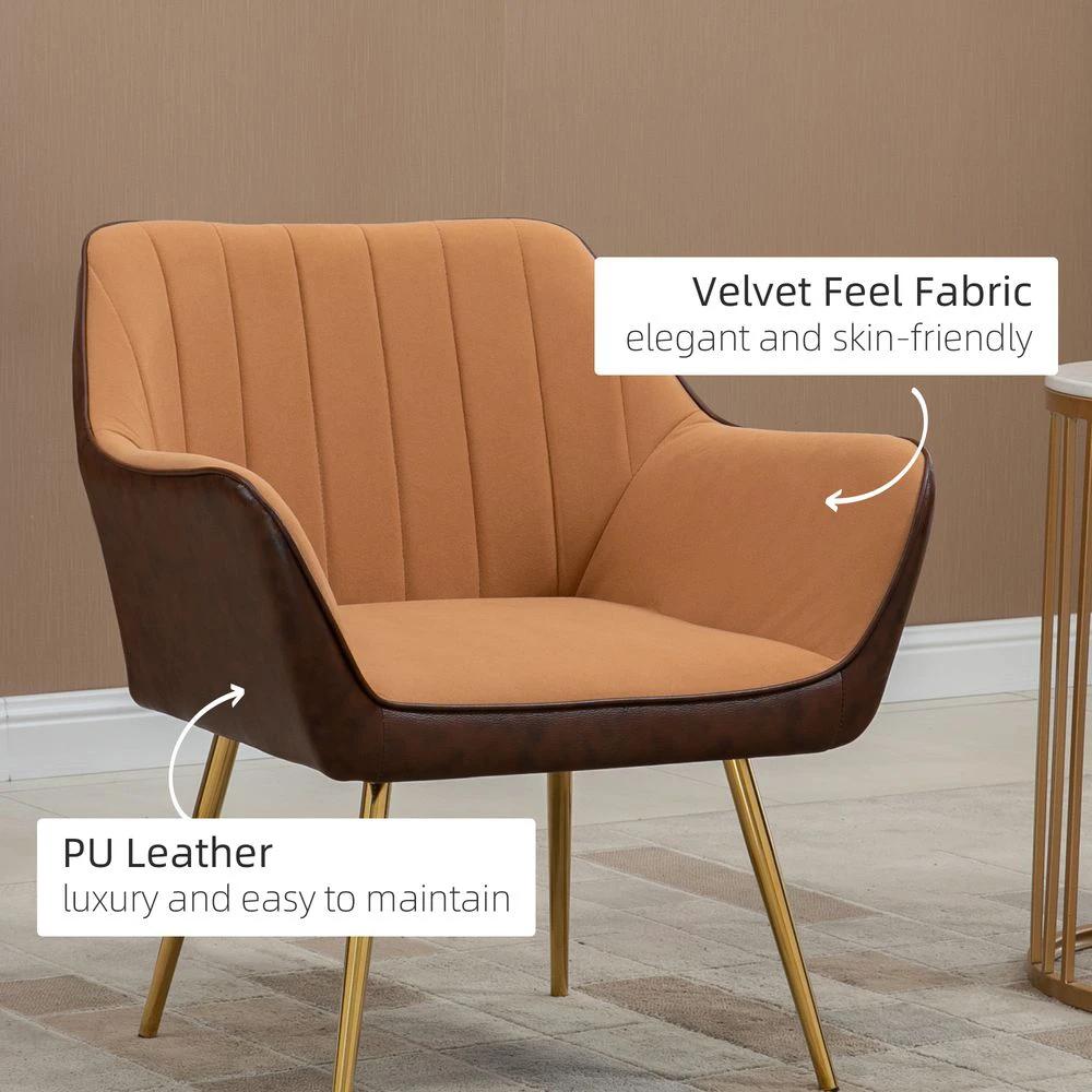 Accent Chairs Velvet Armchairs for Living Room and Bedroom Light Brown by HOMCOM