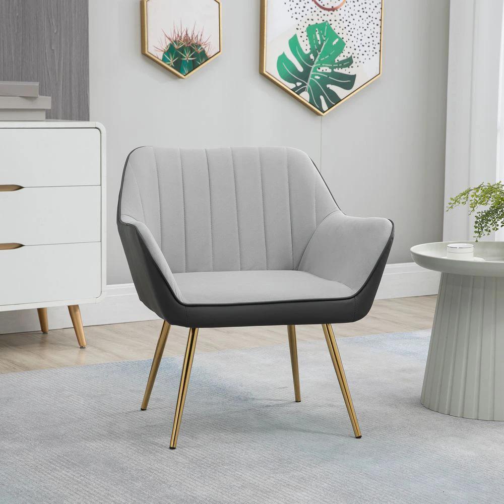 Accent Chairs Velvet Armchairs for Living Room and Bedroom Light Grey by HOMCOM