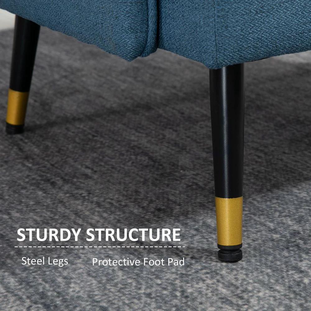 Modern Upholstered Armchairs Tufted Accent Chairs for Bedroom Dark Blue by HOMCOM
