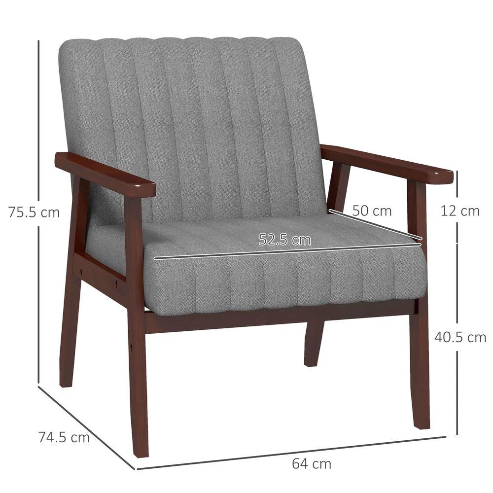 Set of 2 Accent Chairs Modern Armchairs for Bedroom Living Room Grey by HOMCOM