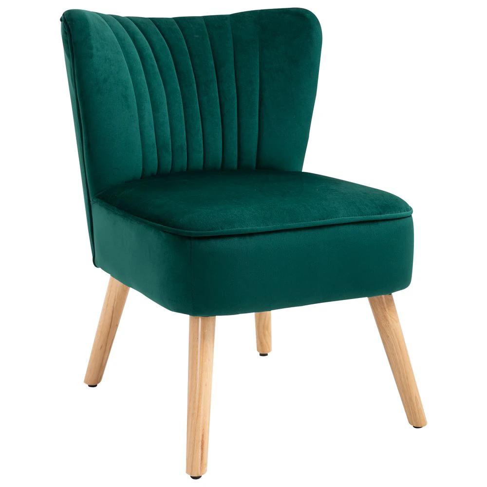 Velvet Accent Chair Occasional Tub Chair for Living Room Bedroom Green by HOMCOM