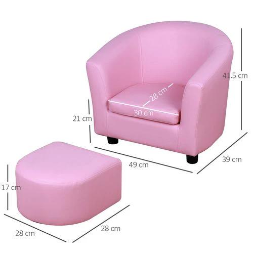 HOMCOM Kids Mini Sofa Children Armchair with Ottoman for Bedroom Playroom Pink by HOMCOM