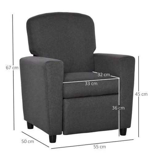 HOMCOM Kids Sofa with Footrest Linen Recliner Armchair Playroom Bedroom Grey by HOMCOM