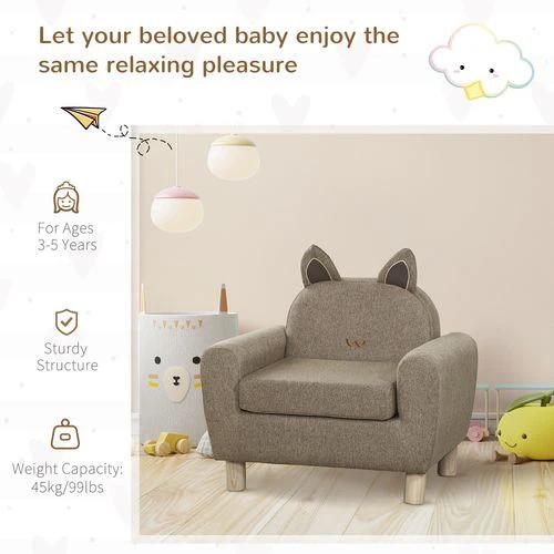 HOMCOM Kids Mini Sofa Toddler Chair Children Armchair for Bedroom Playroom Brown - Armchair