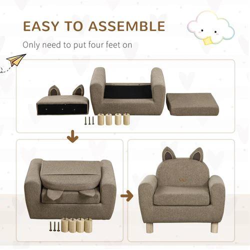 HOMCOM Kids Mini Sofa Toddler Chair Children Armchair for Bedroom Playroom Brown - Armchair