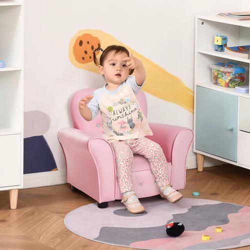 HOMCOM Kids Toddler Sofa Children Armchair Seating Chair Relax Girl Princess Pink - Armchair