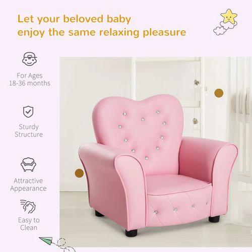 HOMCOM Kids Toddler Sofa Children Armchair Seating Chair Relax Girl Princess Pink - Armchair