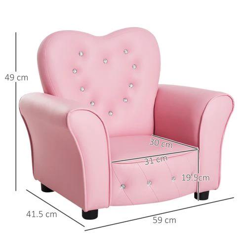 HOMCOM Kids Toddler Sofa Children Armchair Seating Chair Relax Girl Princess Pink - Armchair