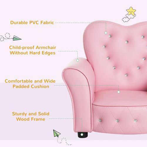 HOMCOM Kids Toddler Sofa Children Armchair Seating Chair Relax Girl Princess Pink - Armchair