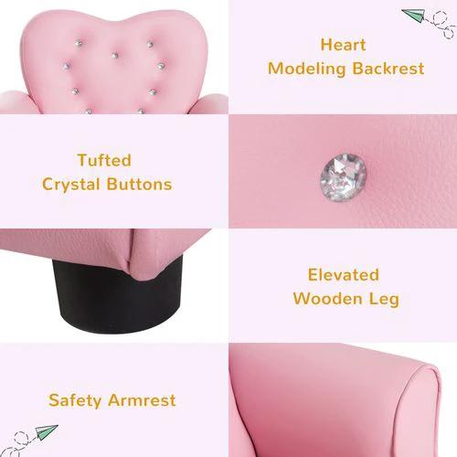 HOMCOM Kids Toddler Sofa Children Armchair Seating Chair Relax Girl Princess Pink - Armchair
