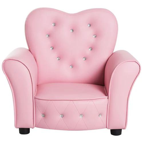 HOMCOM Kids Toddler Sofa Children Armchair Seating Chair Relax Girl Princess Pink - Armchair