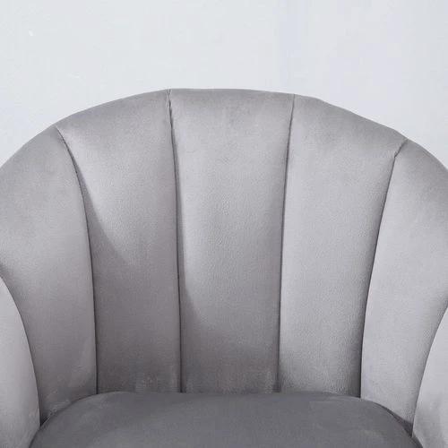 HOMCOM Velvet Fabric Single Sofa Dining Chair Solid Wood Leg For Home Upholstered - Armchair