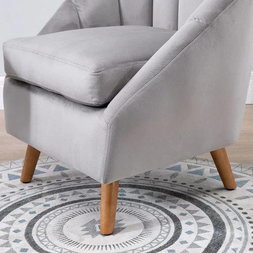 HOMCOM Velvet Fabric Single Sofa Dining Chair Solid Wood Leg For Home Upholstered - Armchair