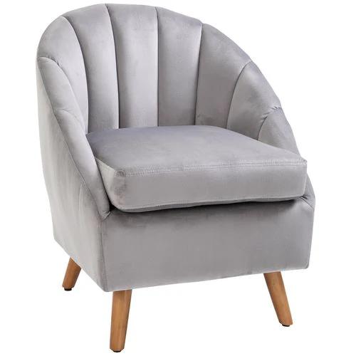 Velvet Fabric Single Sofa Dining Chair Solid Wood Leg For Home Upholstered by HOMCOM