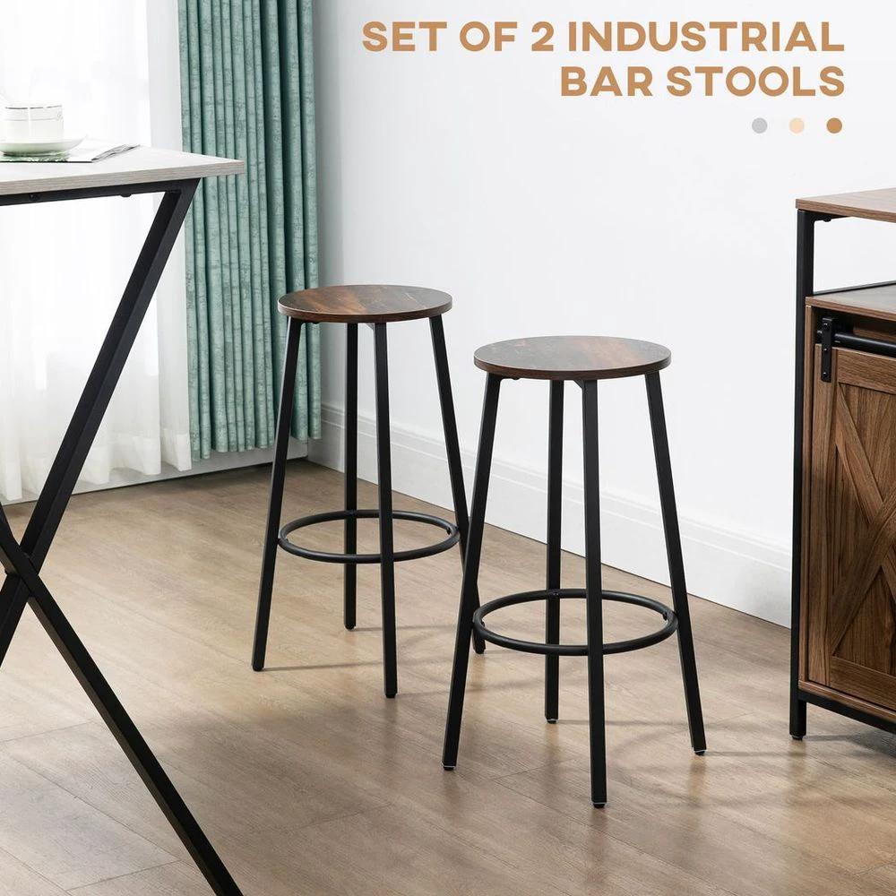 Bar Stools Set of 2 Counter Height Bar Stools for Dining Room Kitchen by HOMCOM