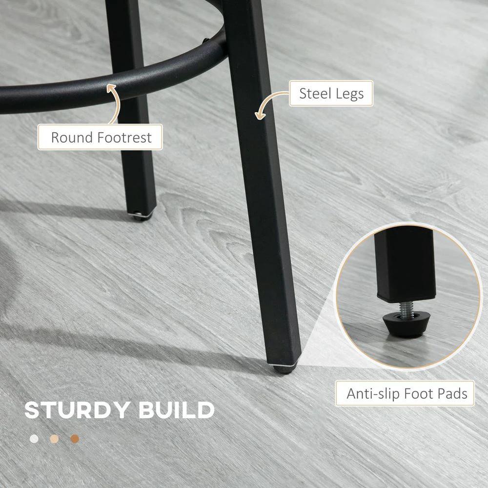 Bar Stools Set of 2 Counter Height Bar Stools for Dining Room Kitchen by HOMCOM