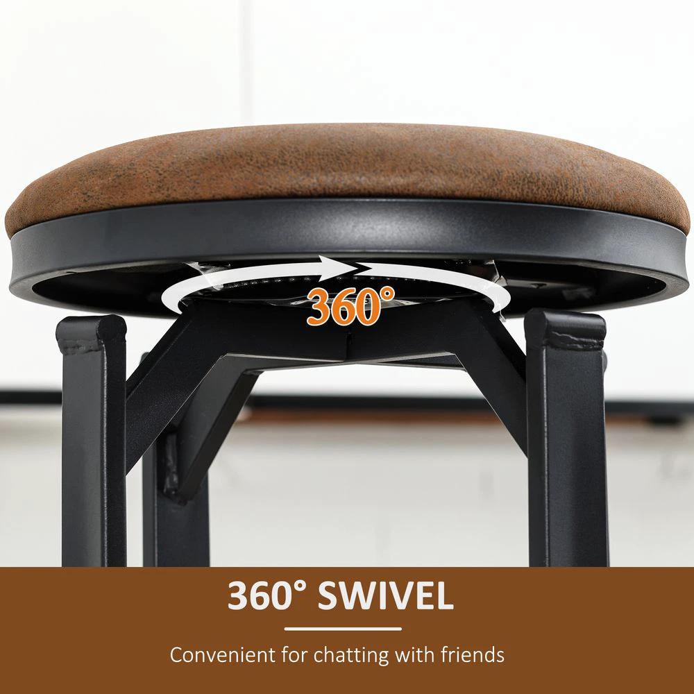 Bar Stools Set of 2 Microfiber Cloth Bar Chairs W/ Steel Legs Brown by HOMCOM