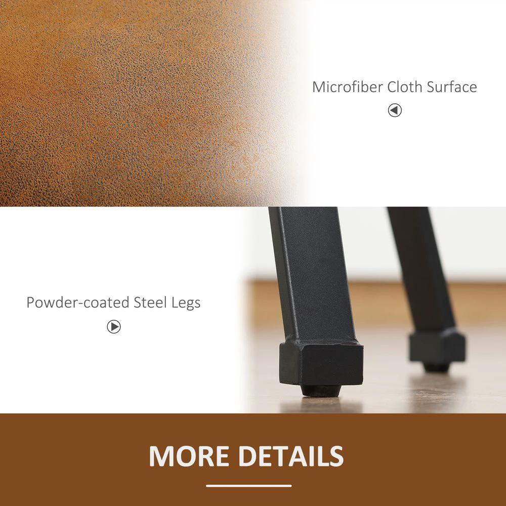 Bar Stools Set of 2 Microfiber Cloth Bar Chairs W/ Steel Legs Brown by HOMCOM