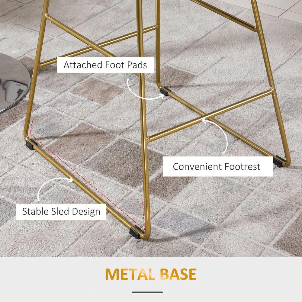 Modern Counter Height Bar Stools Set of 2 pcs Wire Metal Barstools for Kitchen by HOMCOM