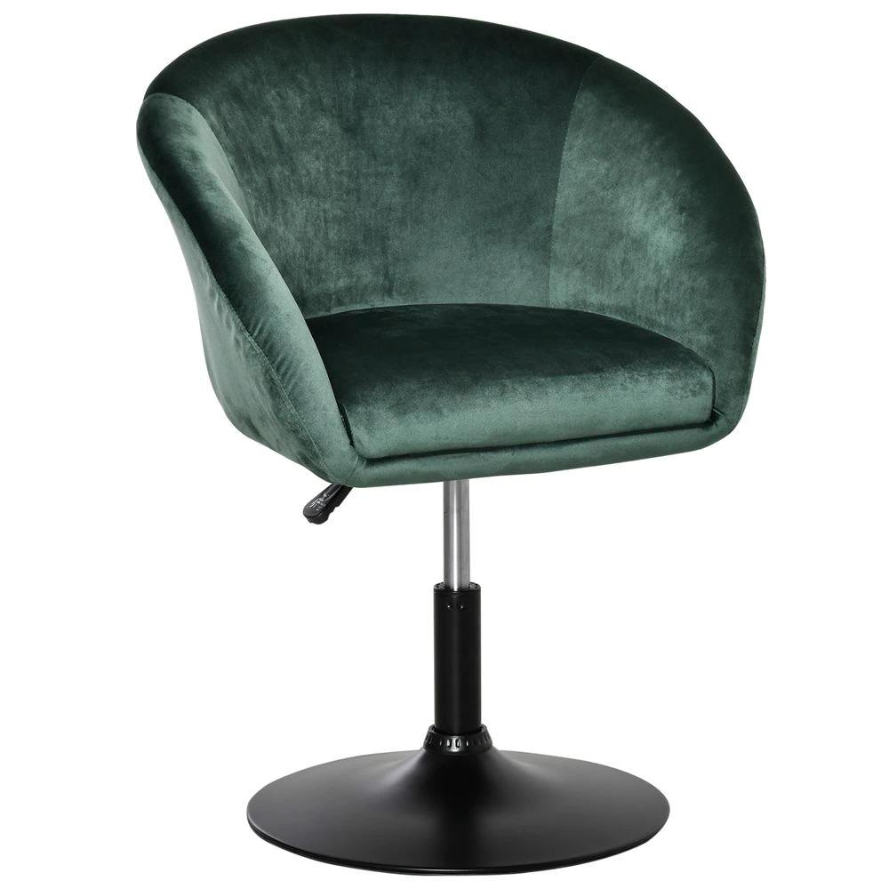 HOMCOM Swivel Bar Stool Fabric Dining Chair Dressing Stool Tub Seat Green - Uncategorized Bar Stool