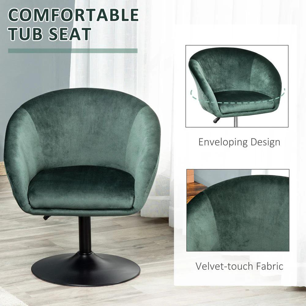 Swivel Bar Stool Fabric Dining Chair Dressing Stool Tub Seat Green by HOMCOM