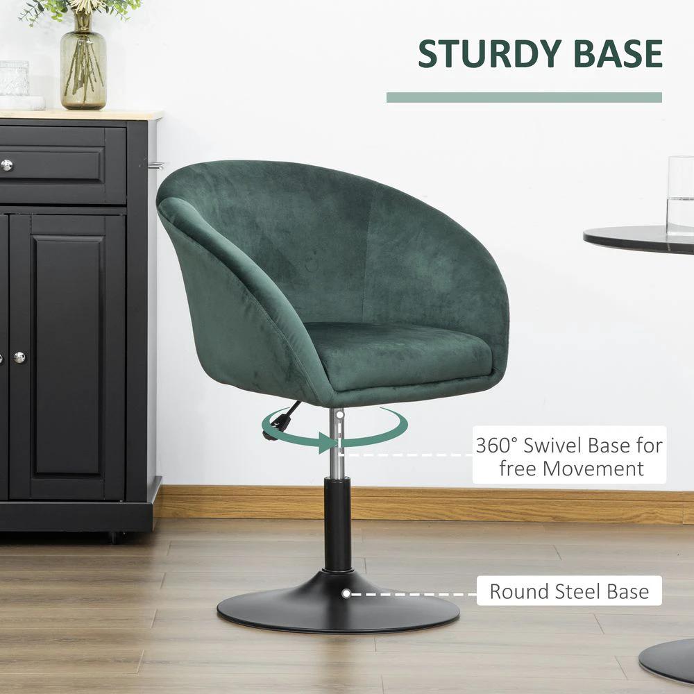 Swivel Bar Stool Fabric Dining Chair Dressing Stool Tub Seat Green by HOMCOM