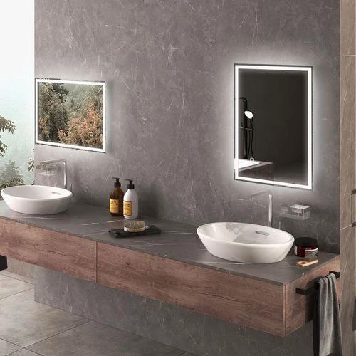 HOMCOM kleankin Illuminated Bathroom Mirror with LED Lights, 3 Colours, Defogging Film - Bathroom Lights