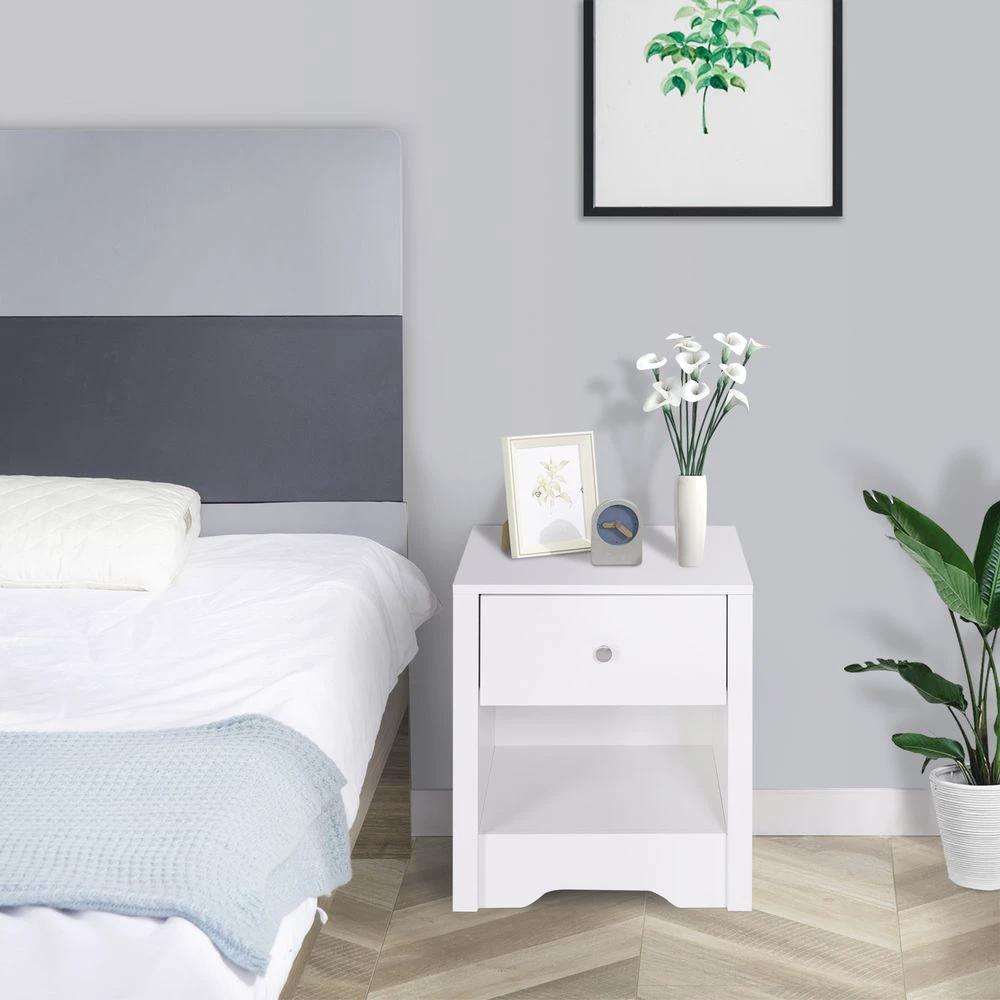 53Wx42.5Dx59H cm Bedside Table-White by HOMCOM