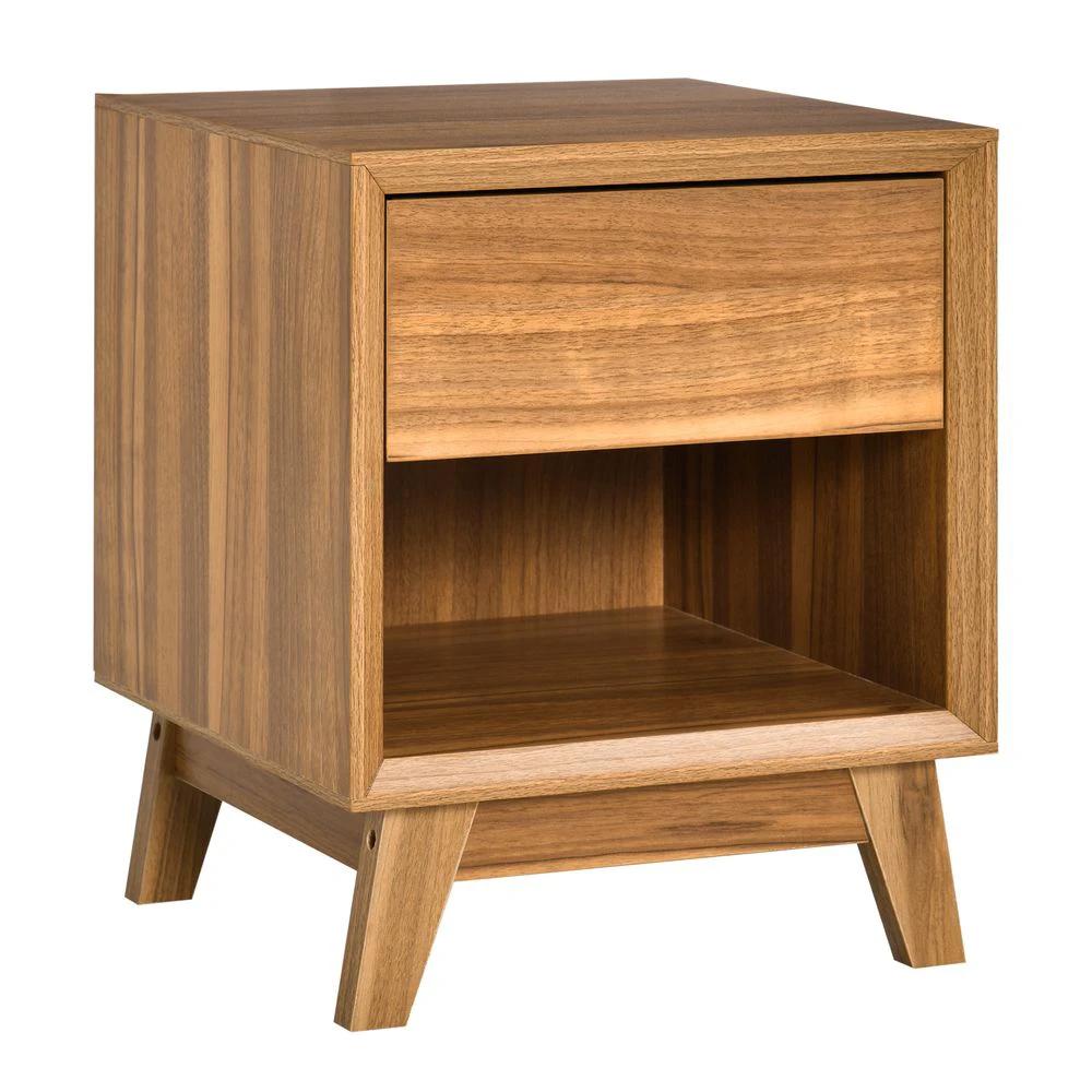 Bedside Table Storage Organizer Side Table Drawer and Shelf Bedroom by HOMCOM