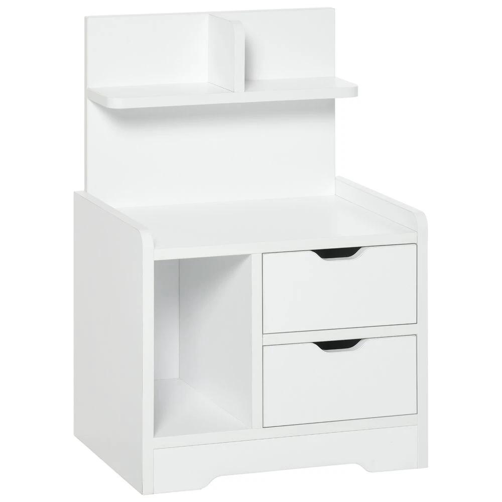 Modern Bedside Table w/2 Drawer and Storage Shelves Chest for Bedroom by HOMCOM