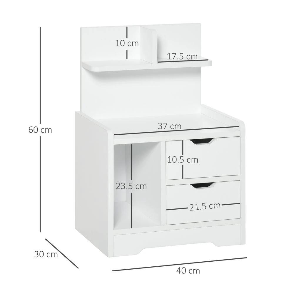Modern Bedside Table w/2 Drawer and Storage Shelves Chest for Bedroom by HOMCOM