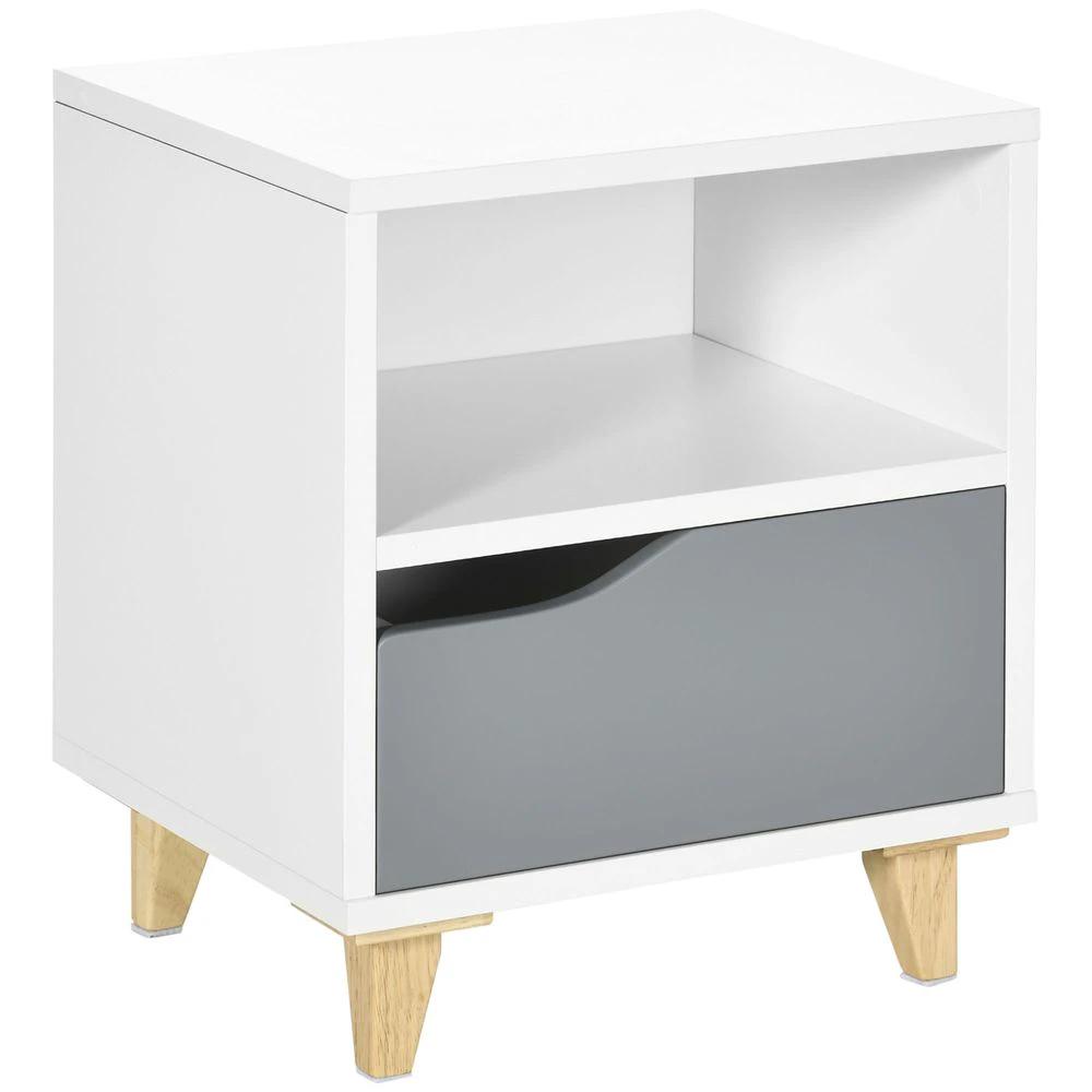 Nightstand, Bedside Table with Drawer and Shelf for Living Room, Bedroom by HOMCOM