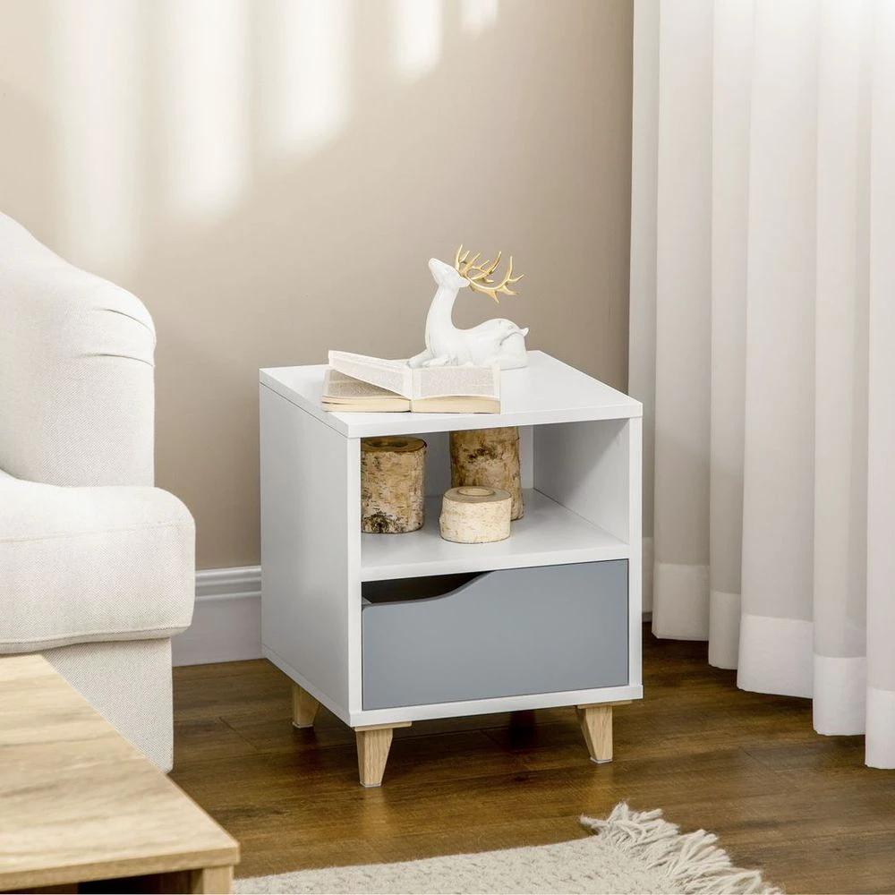 Nightstand, Bedside Table with Drawer and Shelf for Living Room, Bedroom by HOMCOM