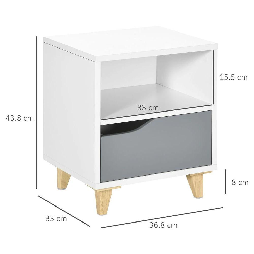 Nightstand, Bedside Table with Drawer and Shelf for Living Room, Bedroom by HOMCOM