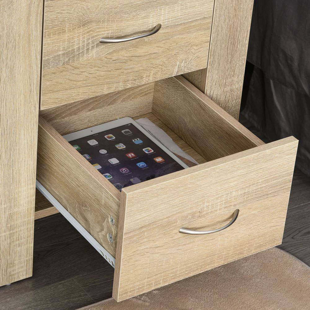 Particle Board 2-Drawer Bedside Table Natural by HOMCOM