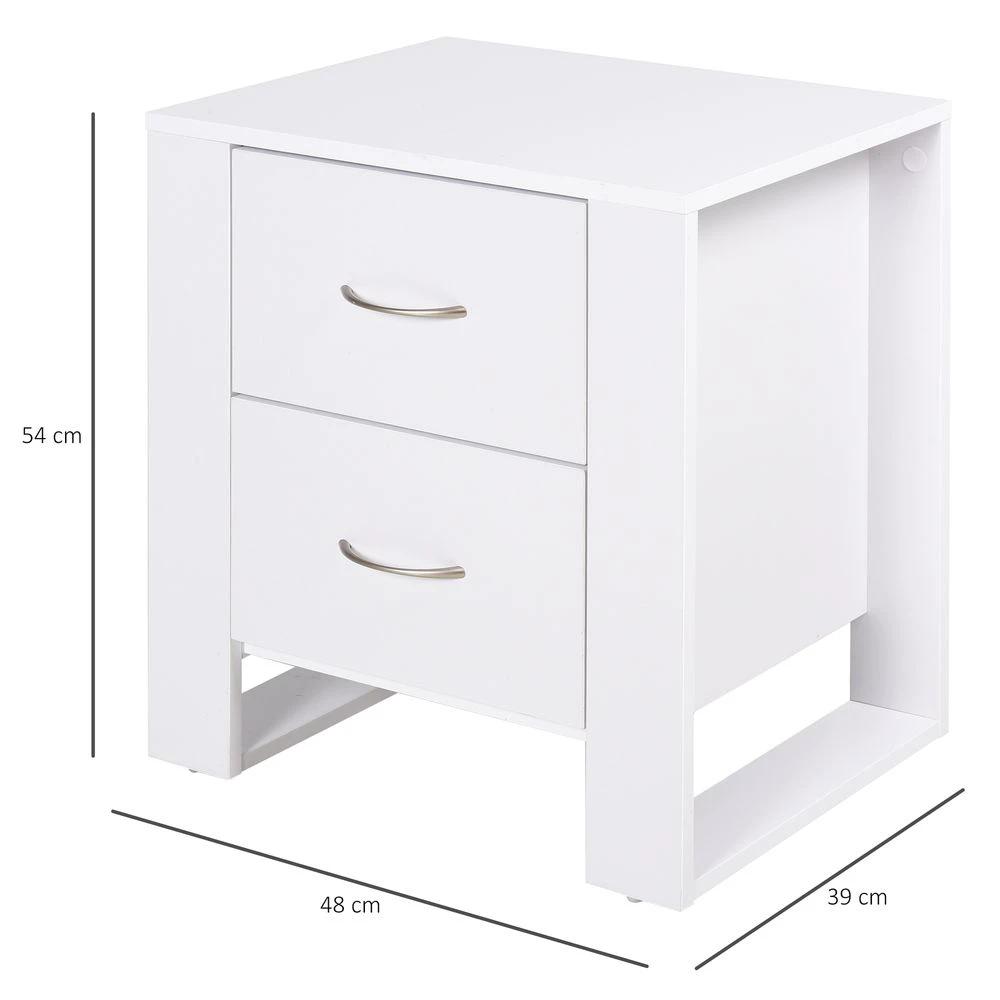 Particle Board 2-Drawer Bedside Table White by HOMCOM